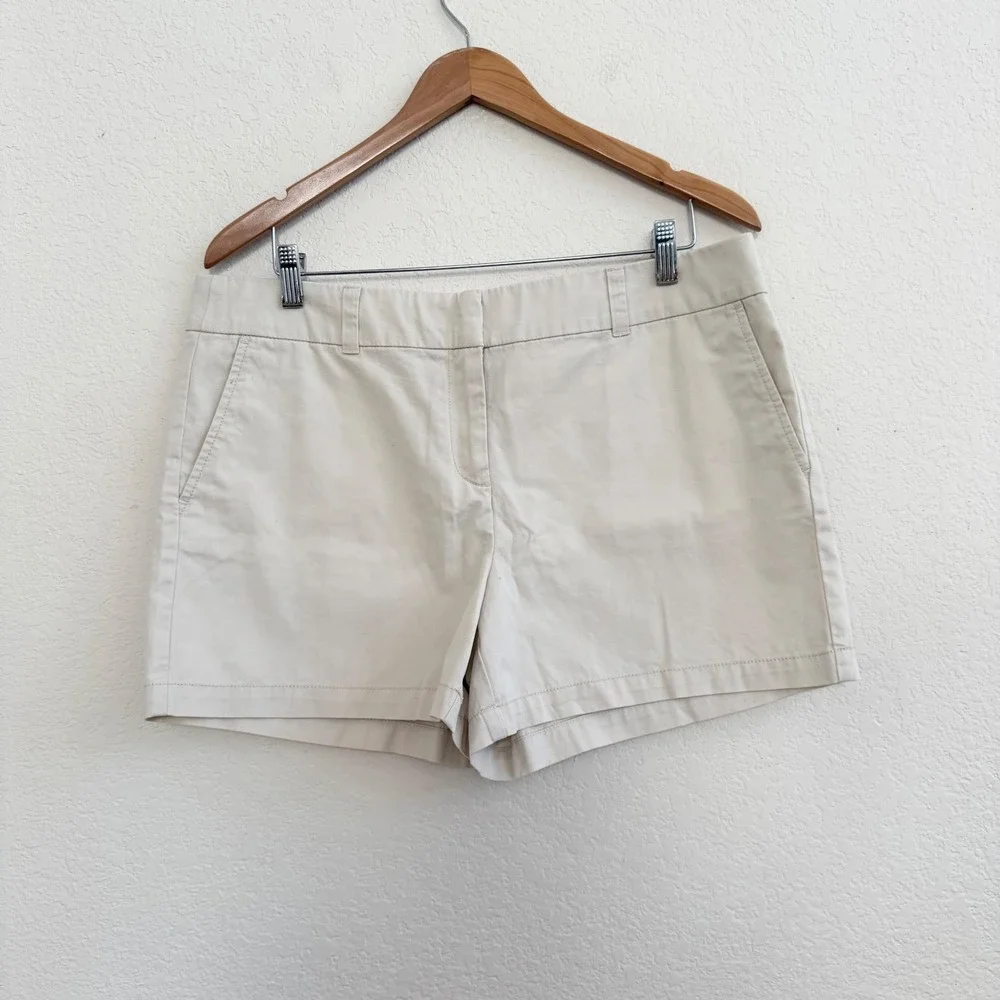 LOFT Outlet Womens Khaki Chino Shorts Beige 4 Inch Inseam Size 12‎ Mid Rise